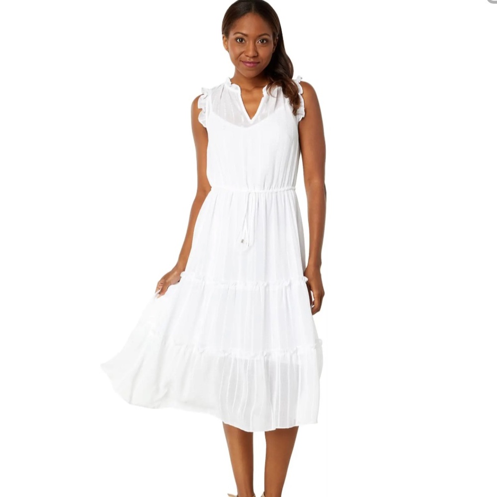 NEW🤍The Tommy Hilfiger® Ella Gauze Dobbie Stripe size 14 Bright White - Picture 1 of 9